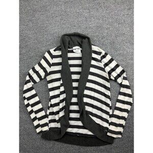 Kirra Cardigan Women's Medium Black White Stripe Open Front Sweater USA Made